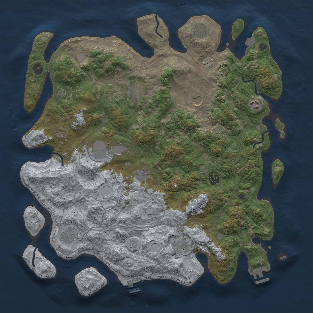 Rust Map: Procedural Map, Size: 4500, Seed: 1793736352, 19 Monuments