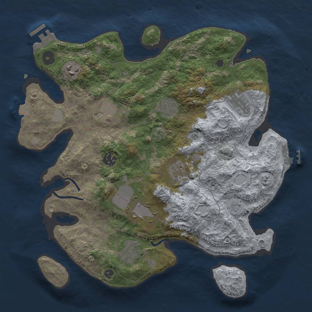 Rust Map: Procedural Map, Size: 3500, Seed: 1284687529, 16 Monuments