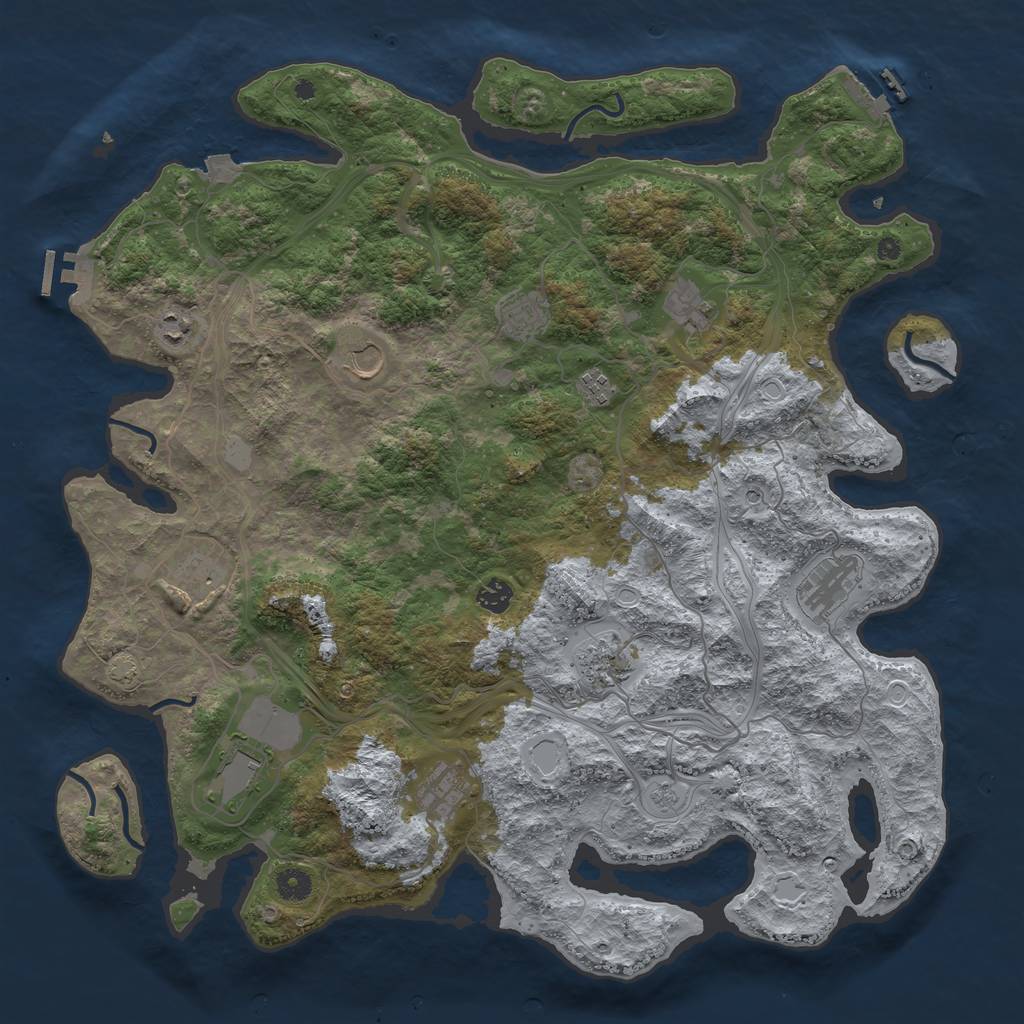 Rust Map: Procedural Map, Size: 4500, Seed: 2004106995, 19 Monuments