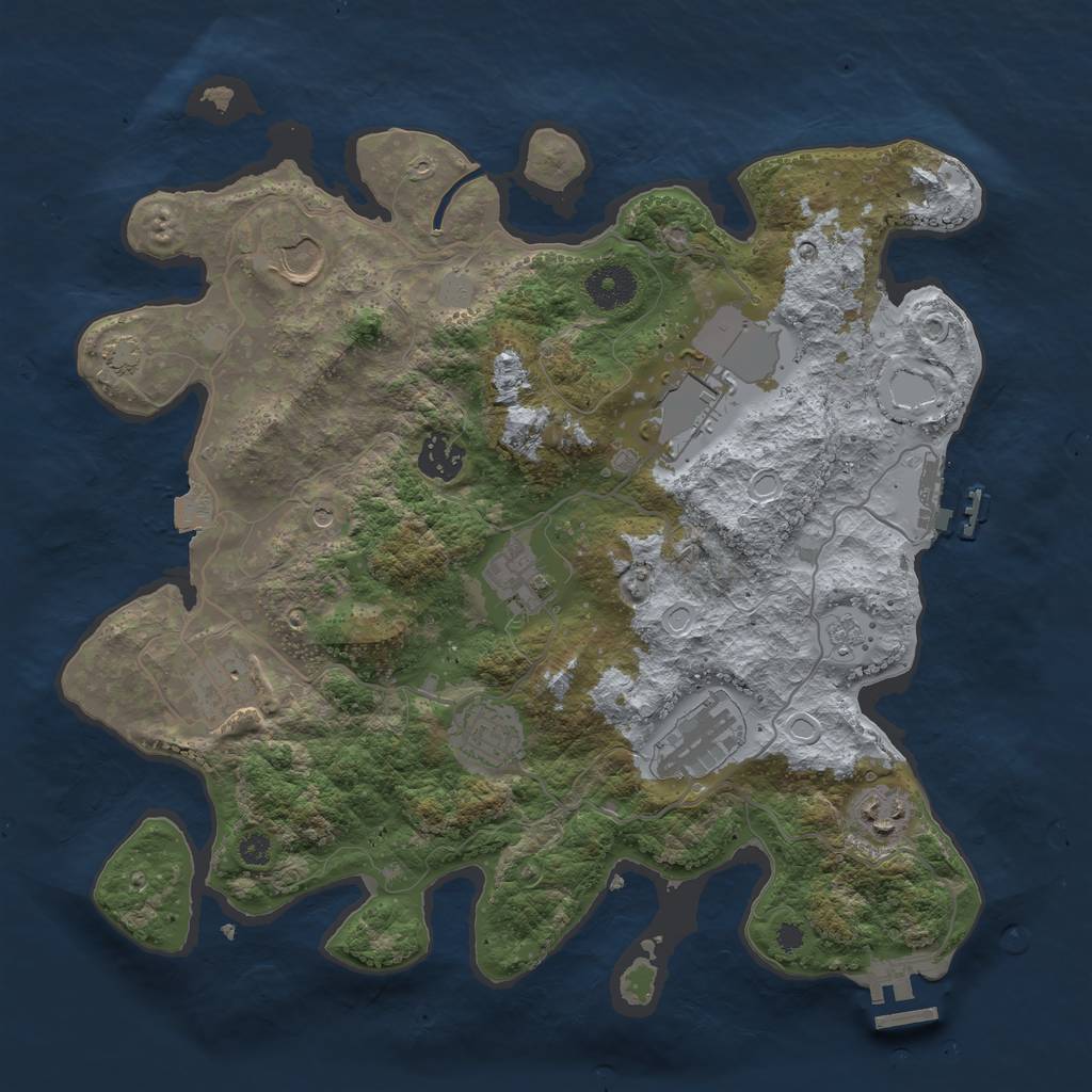 Rust Map: Procedural Map, Size: 3500, Seed: 57160426, 16 Monuments