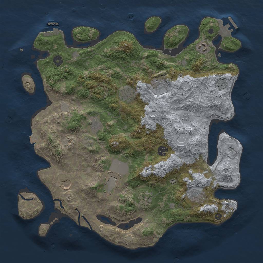 Rust Map: Procedural Map, Size: 3850, Seed: 538287202, 18 Monuments