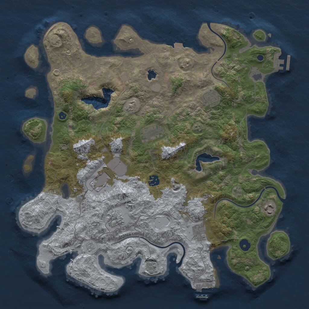 Rust Map: Procedural Map, Size: 4100, Seed: 32542, 14 Monuments