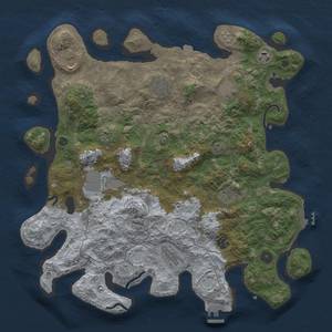 Thumbnail Rust Map: Procedural Map, Size: 4100, Seed: 32542, 18 Monuments