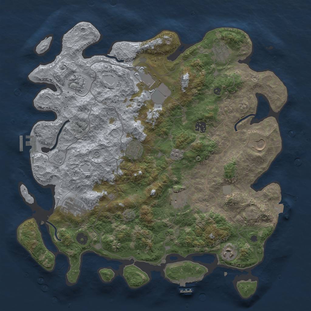 Rust Map: Procedural Map, Size: 4000, Seed: 1129514, 18 Monuments