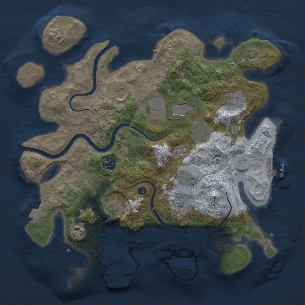Rust Map: Procedural Map, Size: 3500, Seed: 16384, 15 Monuments