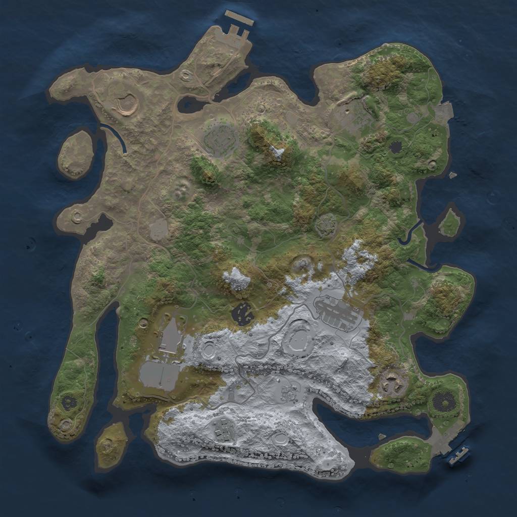 Rust Map: Procedural Map, Size: 3500, Seed: 11383504, 15 Monuments