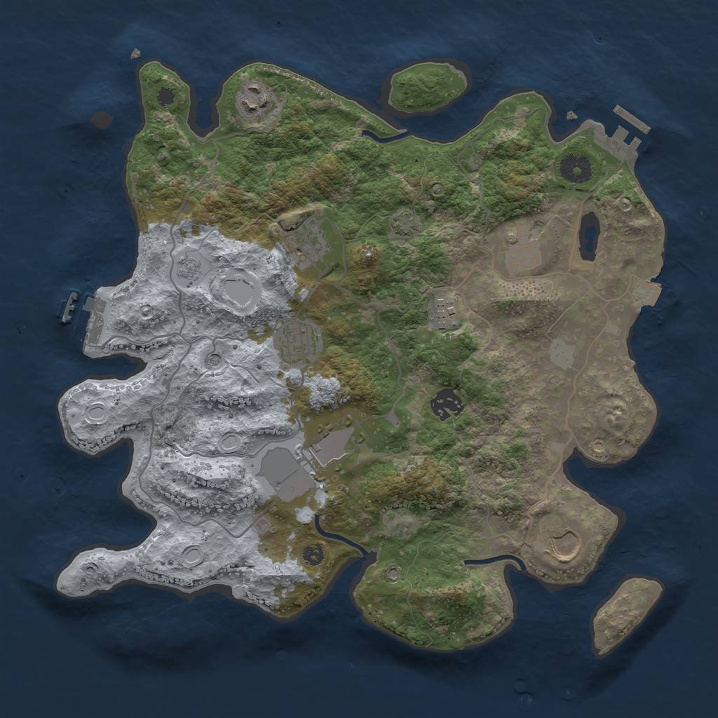 Rust Map: Procedural Map, Size: 3500, Seed: 91115823, 16 Monuments