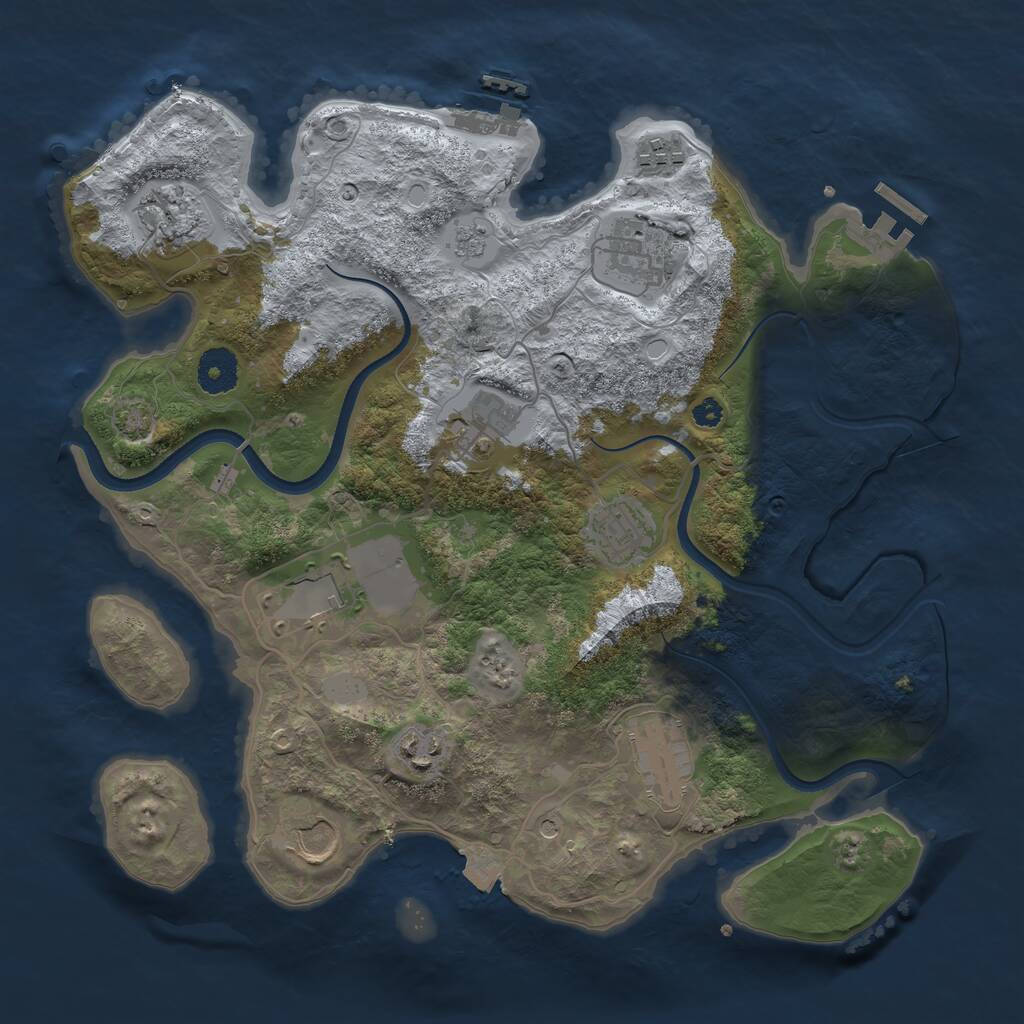 Rust Map: Procedural Map, Size: 3500, Seed: 303879218, 15 Monuments