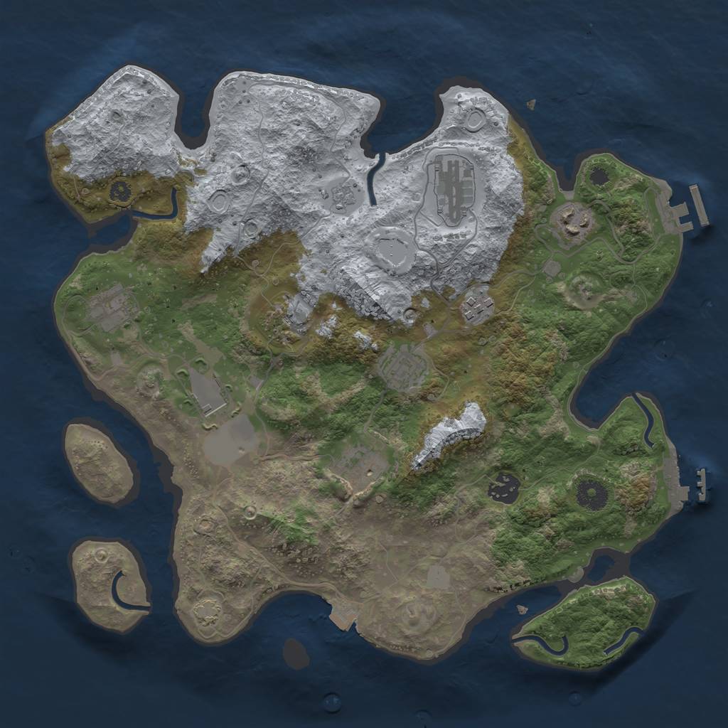 Rust Map: Procedural Map, Size: 3500, Seed: 303879218, 16 Monuments