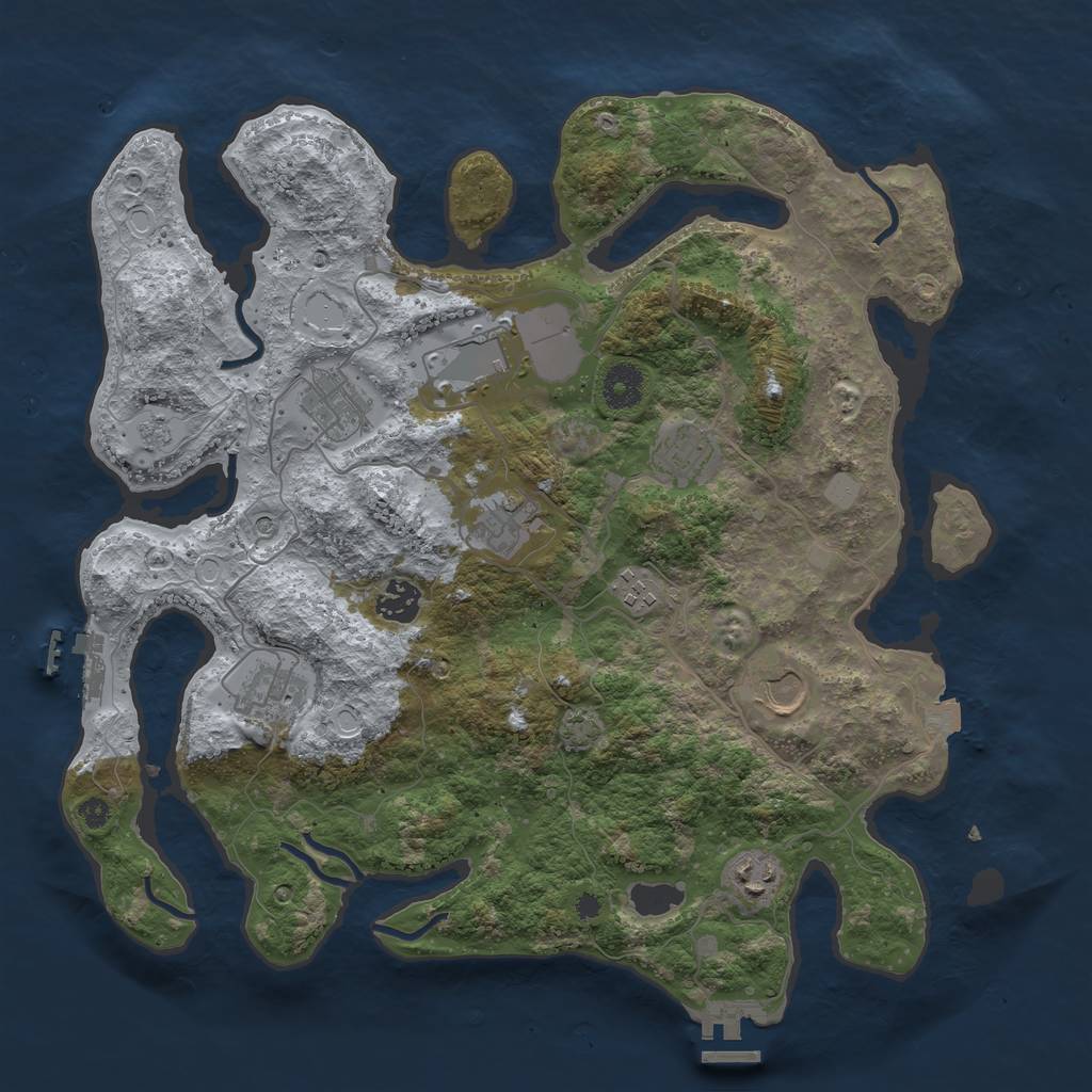 Rust Map: Procedural Map, Size: 3750, Seed: 844982261, 17 Monuments