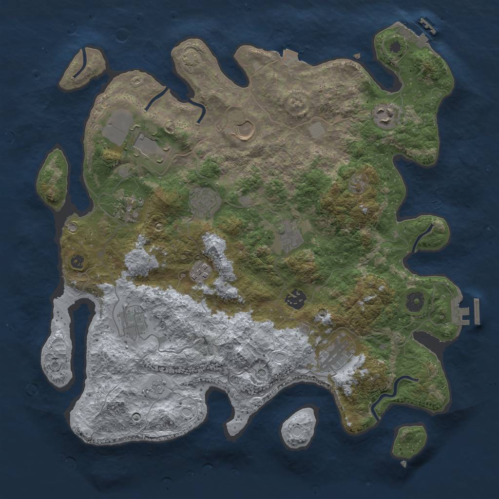 Rust Map: Procedural Map, Size: 3800, Seed: 2044820818, 18 Monuments