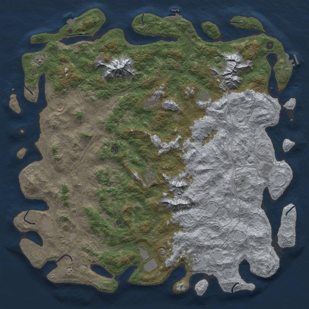 Rust Map: Procedural Map, Size: 6000, Seed: 246363435, 19 Monuments