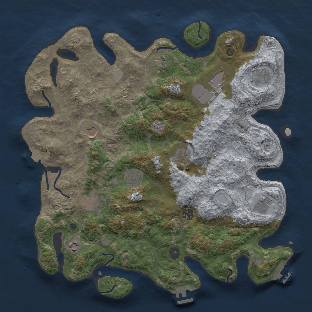 Rust Map: Procedural Map, Size: 4000, Seed: 229829268, 19 Monuments