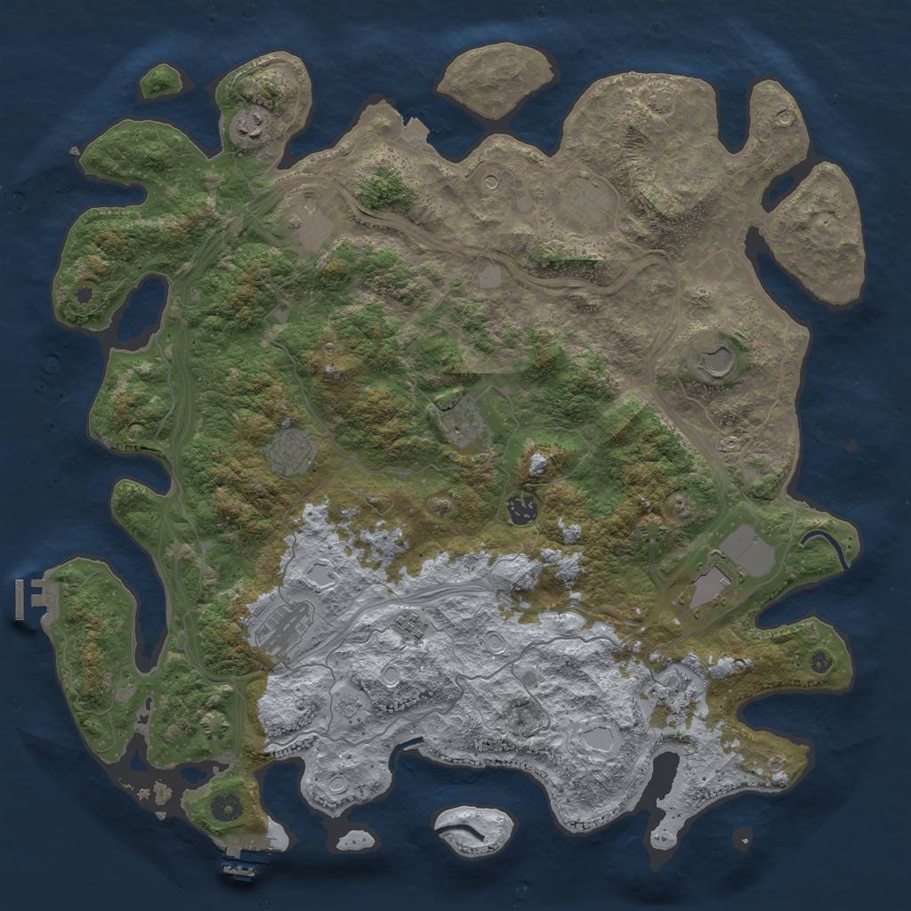 Rust Map: Procedural Map, Size: 4500, Seed: 721181, 19 Monuments