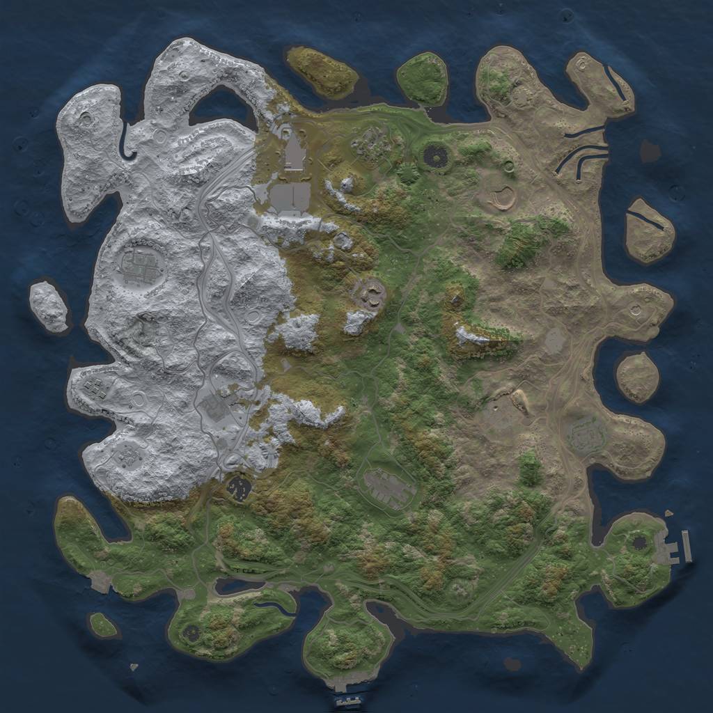 Rust Map: Procedural Map, Size: 4500, Seed: 64065728, 19 Monuments