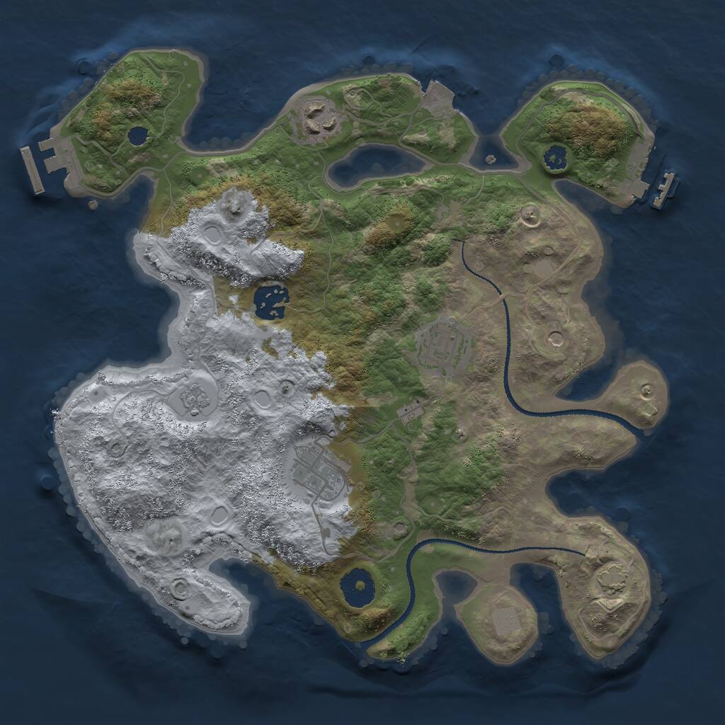 Rust Map: Procedural Map, Size: 3000, Seed: 1763127817, 10 Monuments