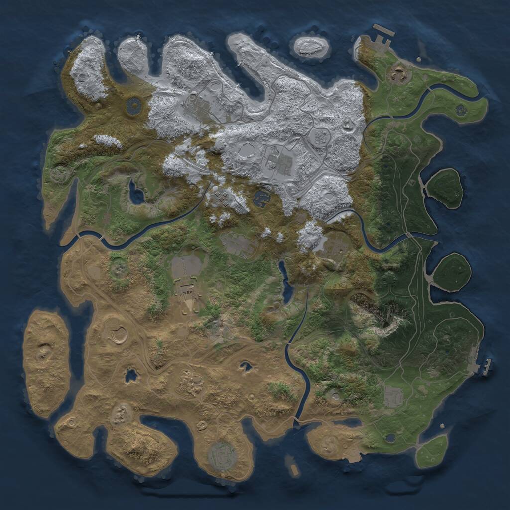 Rust Map: Procedural Map, Size: 4500, Seed: 329374979, 19 Monuments