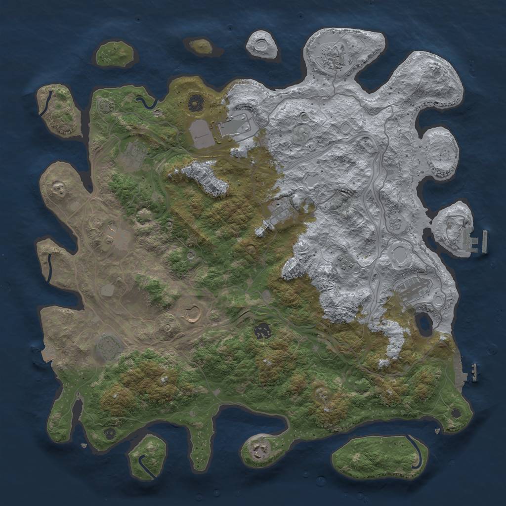 Rust Map: Procedural Map, Size: 4500, Seed: 678910, 19 Monuments