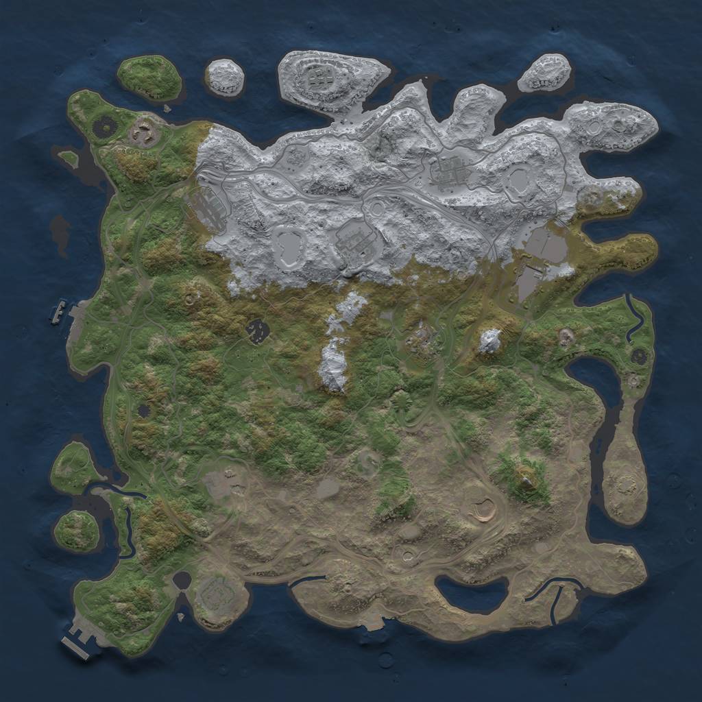 Rust Map: Procedural Map, Size: 4500, Seed: 2087941073, 19 Monuments