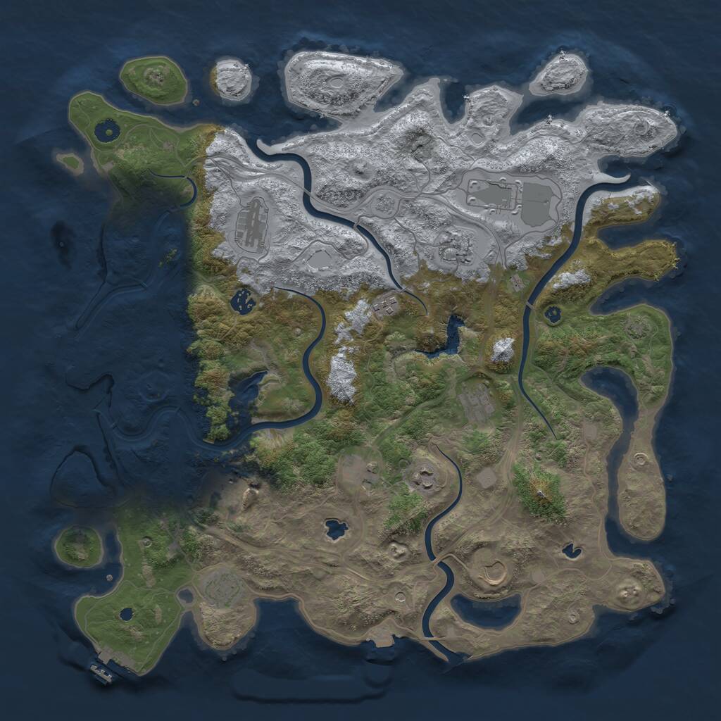 Rust Map: Procedural Map, Size: 4500, Seed: 2087941073, 17 Monuments