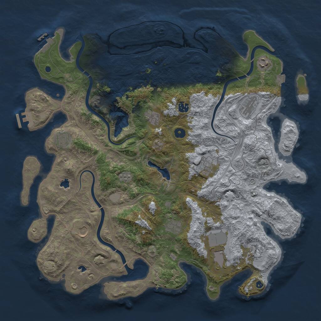Rust Map: Procedural Map, Size: 4500, Seed: 882537554, 17 Monuments