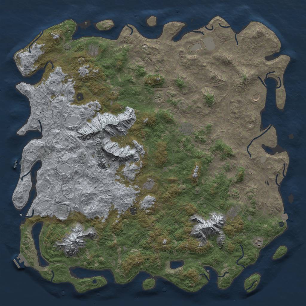 Rust Map: Procedural Map, Size: 6000, Seed: 985420264, 19 Monuments