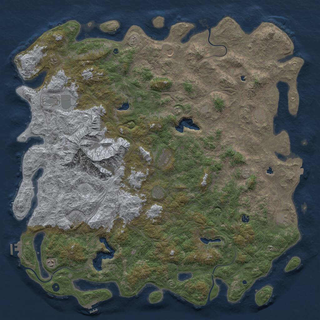 Rust Map: Procedural Map, Size: 6000, Seed: 985420264, 17 Monuments