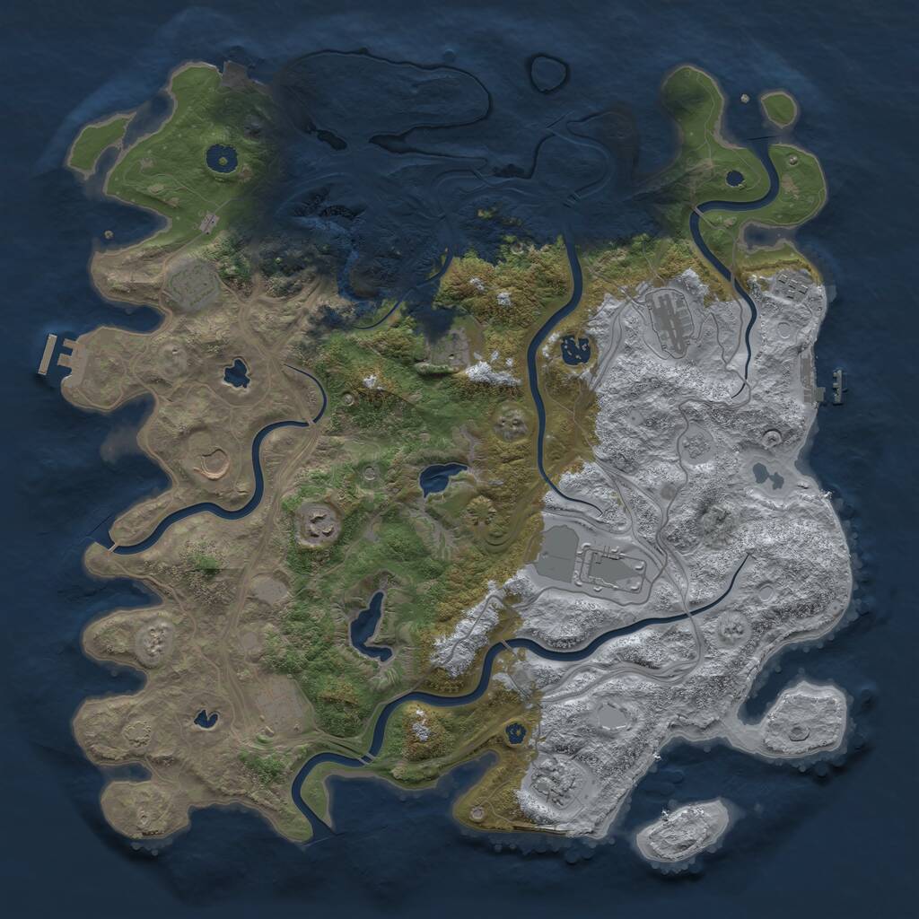 Rust Map: Procedural Map, Size: 4500, Seed: 442778619, 16 Monuments