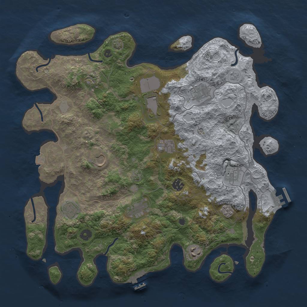 Rust Map: Procedural Map, Size: 4000, Seed: 625673251, 19 Monuments