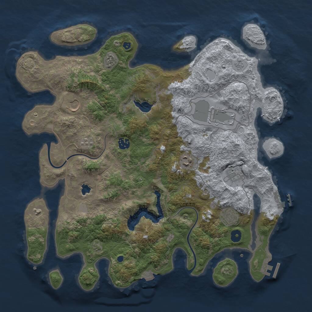 Rust Map: Procedural Map, Size: 4000, Seed: 625673251, 13 Monuments