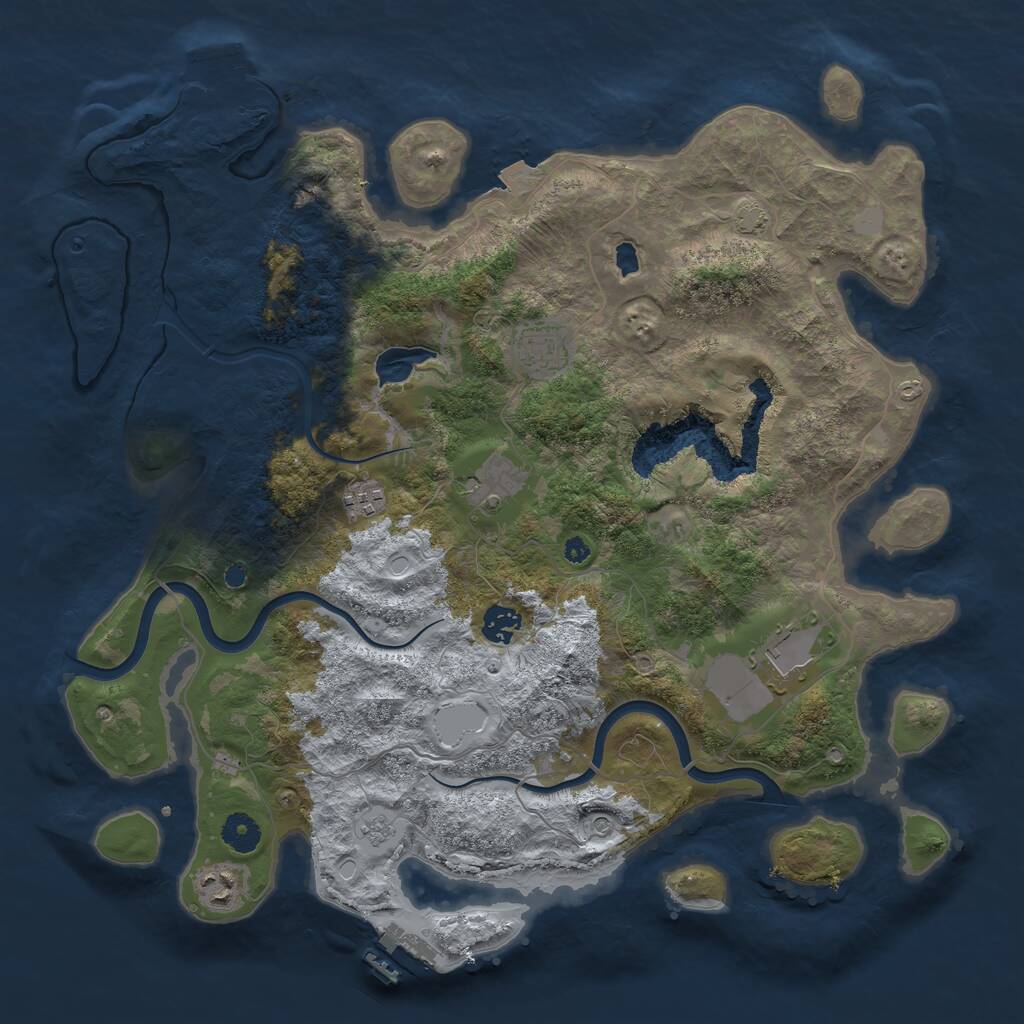 Rust Map: Procedural Map, Size: 4000, Seed: 1244681571, 12 Monuments