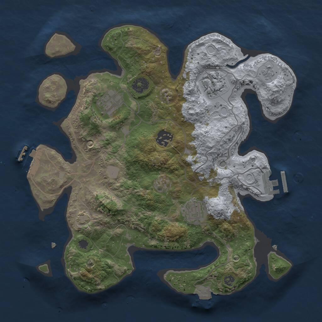Rust Map: Procedural Map, Size: 3000, Seed: 1823016025, 10 Monuments