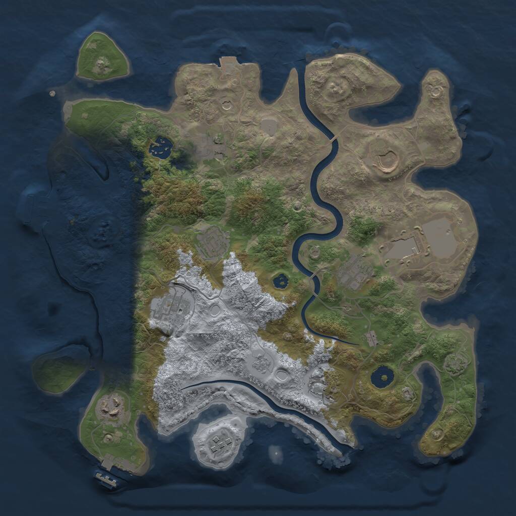 Rust Map: Procedural Map, Size: 3500, Seed: 339749660, 16 Monuments