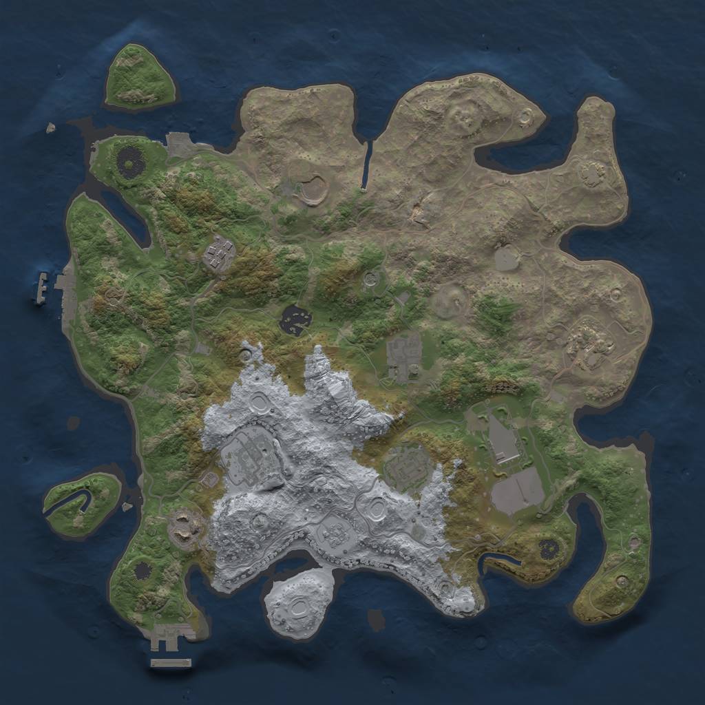 Rust Map: Procedural Map, Size: 3500, Seed: 339749660, 17 Monuments