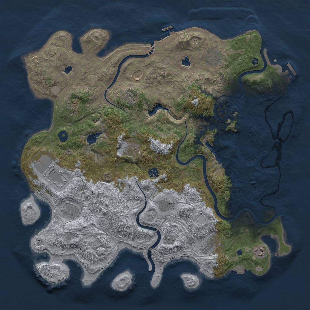 Rust Map: Procedural Map, Size: 4500, Seed: 1171122392, 17 Monuments