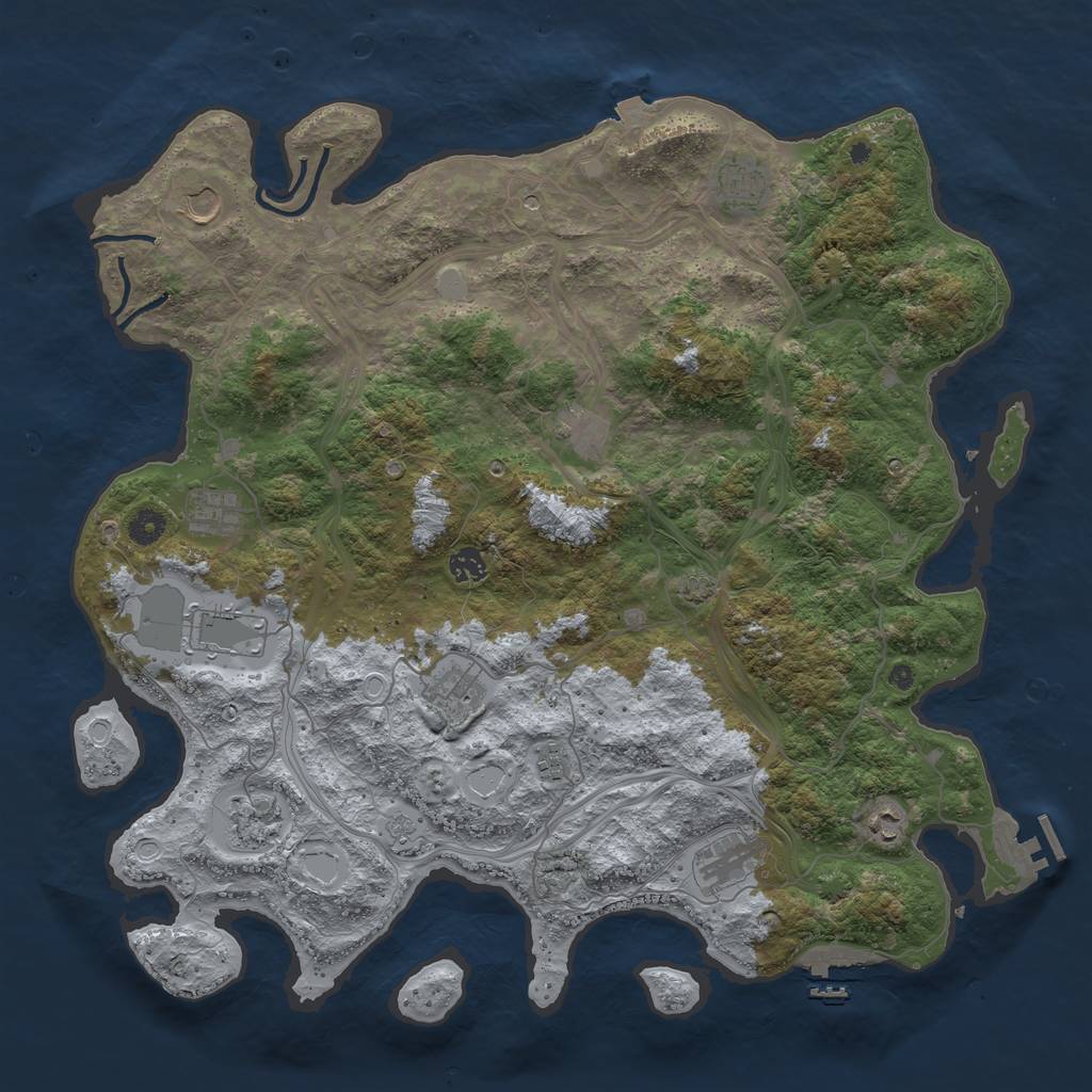 Rust Map: Procedural Map, Size: 4500, Seed: 1171122392, 19 Monuments