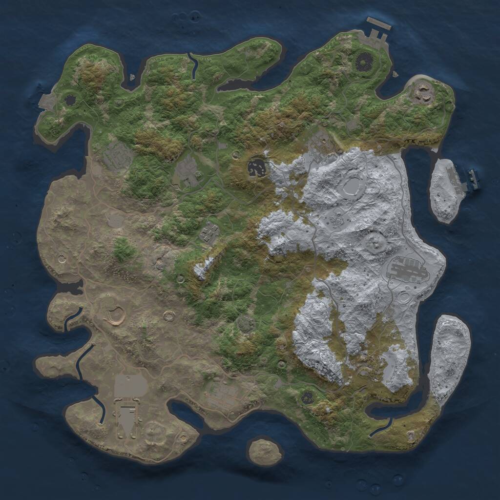 Rust Map: Procedural Map, Size: 4000, Seed: 62513060, 17 Monuments