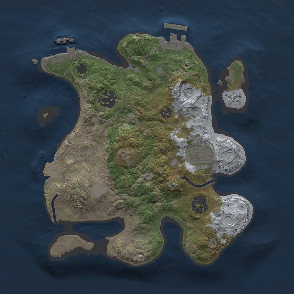 Rust Map: Procedural Map, Size: 2500, Seed: 122766355, 8 Monuments