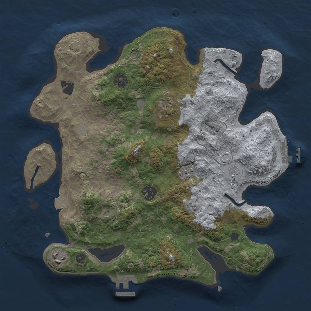 Rust Map: Procedural Map, Size: 3200, Seed: 51425565, 12 Monuments