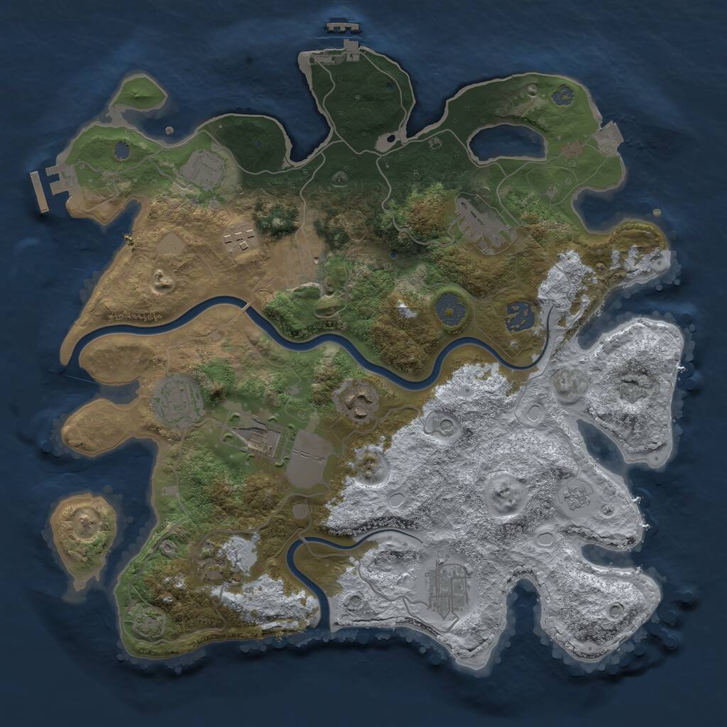 Rust Map: Procedural Map, Size: 3500, Seed: 901178667, 15 Monuments