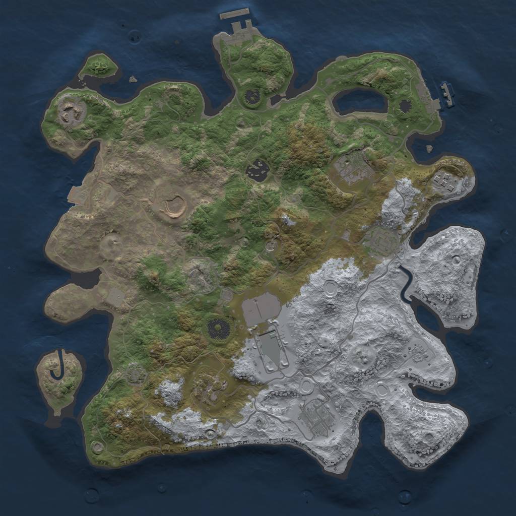 Rust Map: Procedural Map, Size: 3500, Seed: 901178667, 17 Monuments