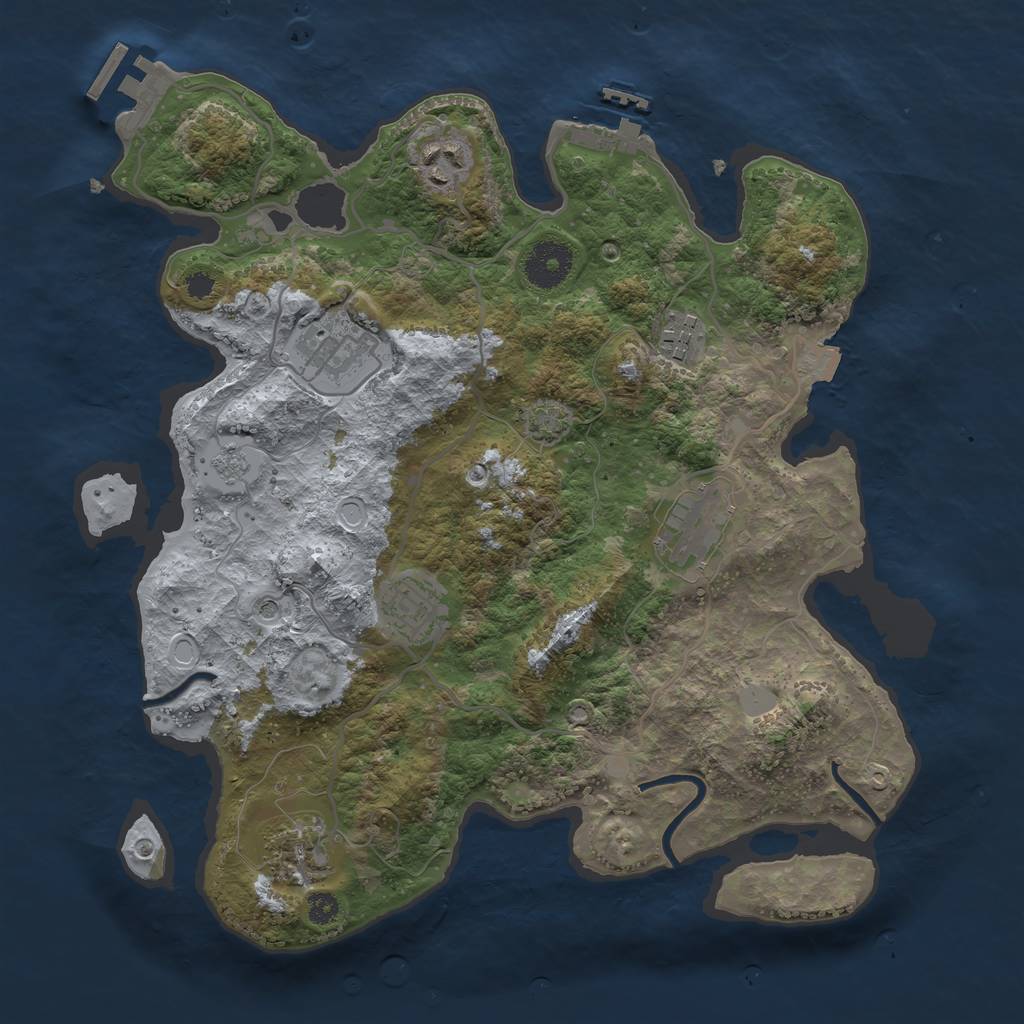 Rust Map: Procedural Map, Size: 3300, Seed: 440501365, 14 Monuments