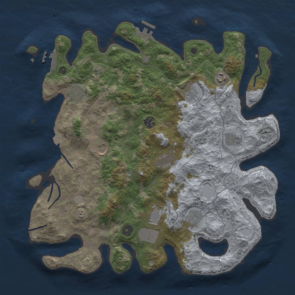 Rust Map: Procedural Map, Size: 4000, Seed: 933069555, 18 Monuments