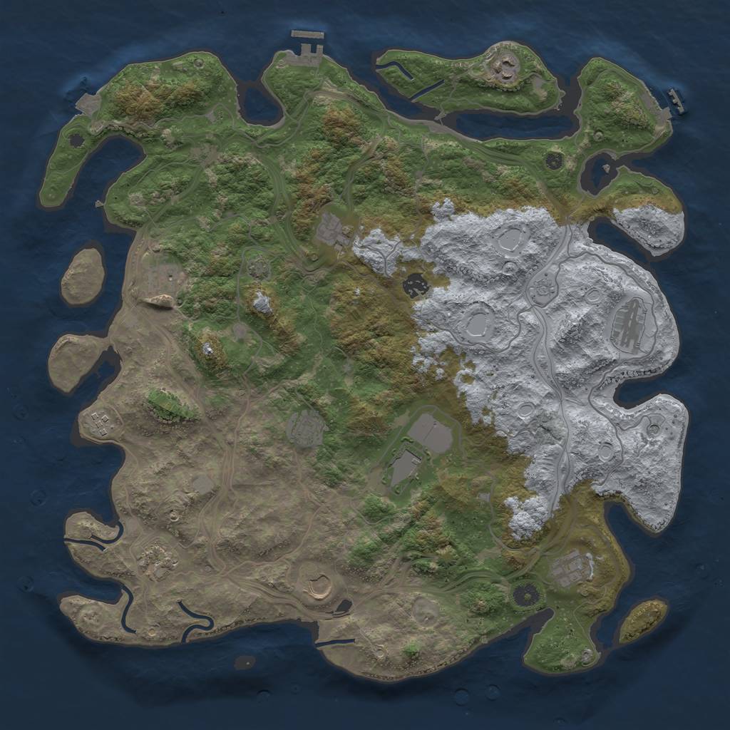 Rust Map: Procedural Map, Size: 4500, Seed: 2045802805, 19 Monuments