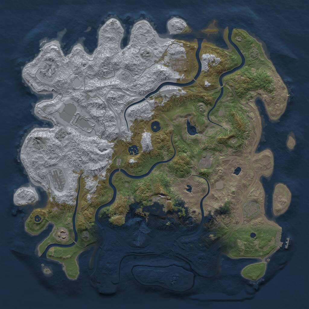 Rust Map: Procedural Map, Size: 4500, Seed: 1709193280, 18 Monuments