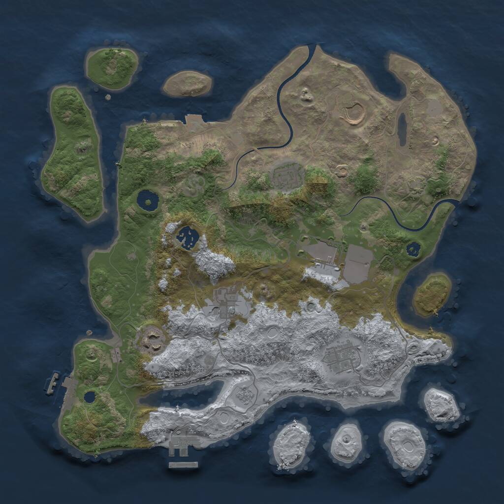 Rust Map: Procedural Map, Size: 3500, Seed: 493299799, 14 Monuments