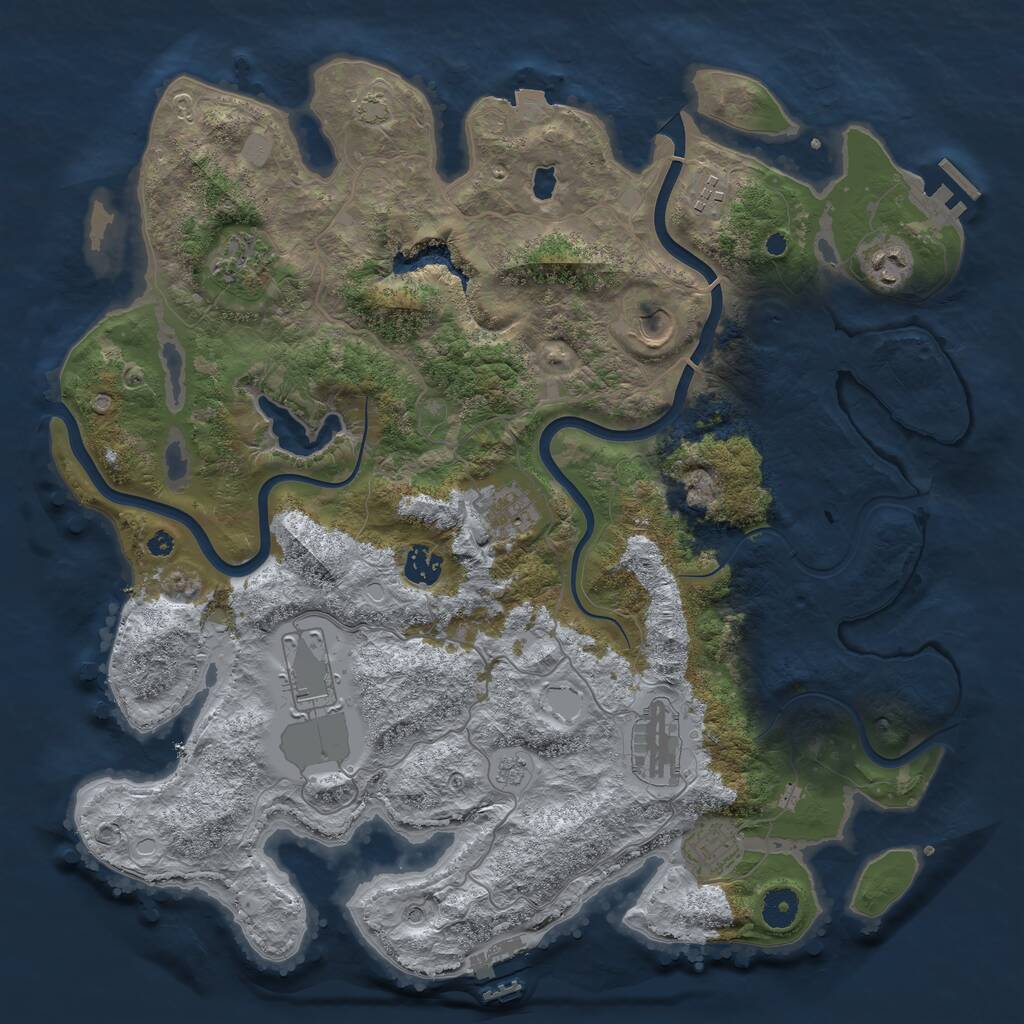Rust Map: Procedural Map, Size: 4000, Seed: 1189206091, 15 Monuments