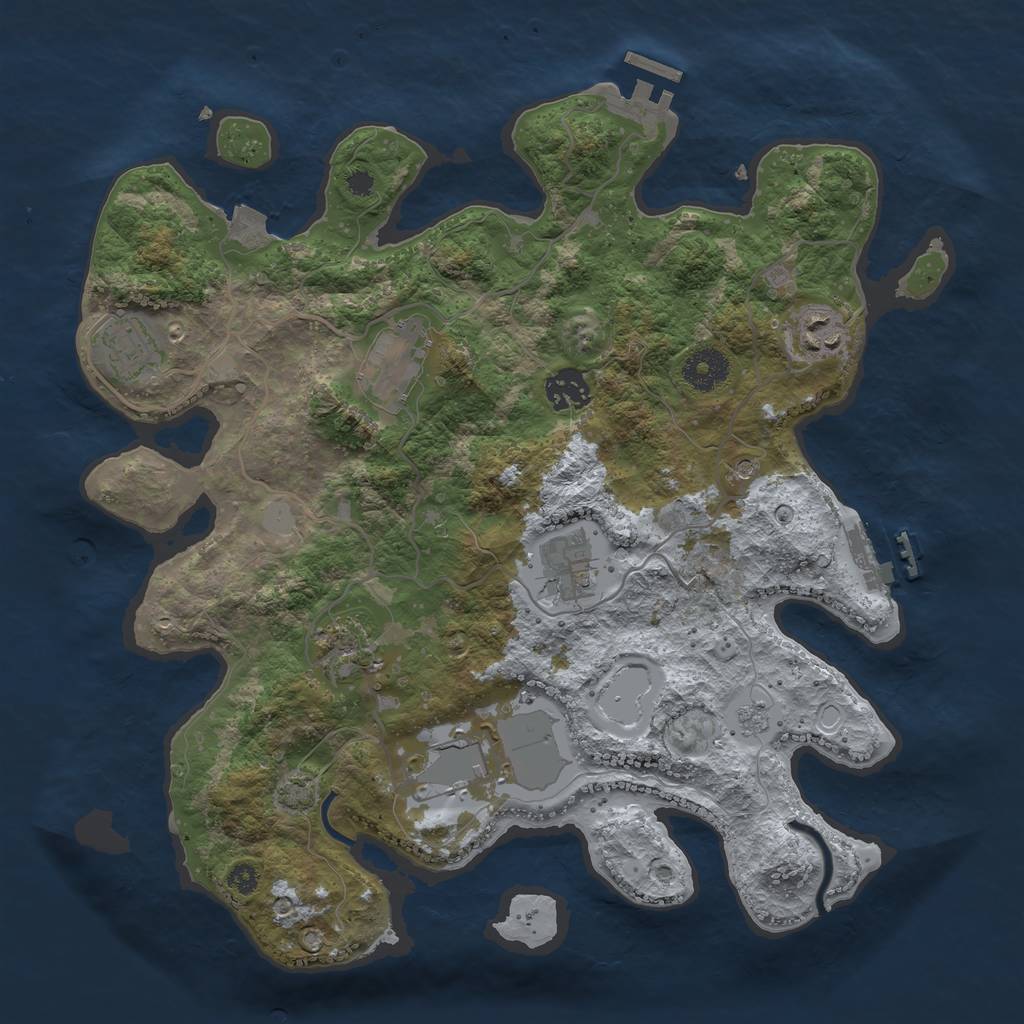 Rust Map: Procedural Map, Size: 3500, Seed: 1362687340, 15 Monuments