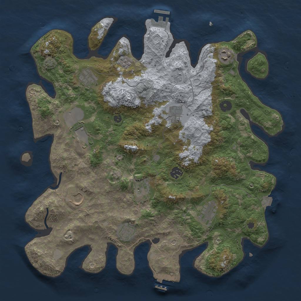 Rust Map: Procedural Map, Size: 3850, Seed: 29051978, 18 Monuments