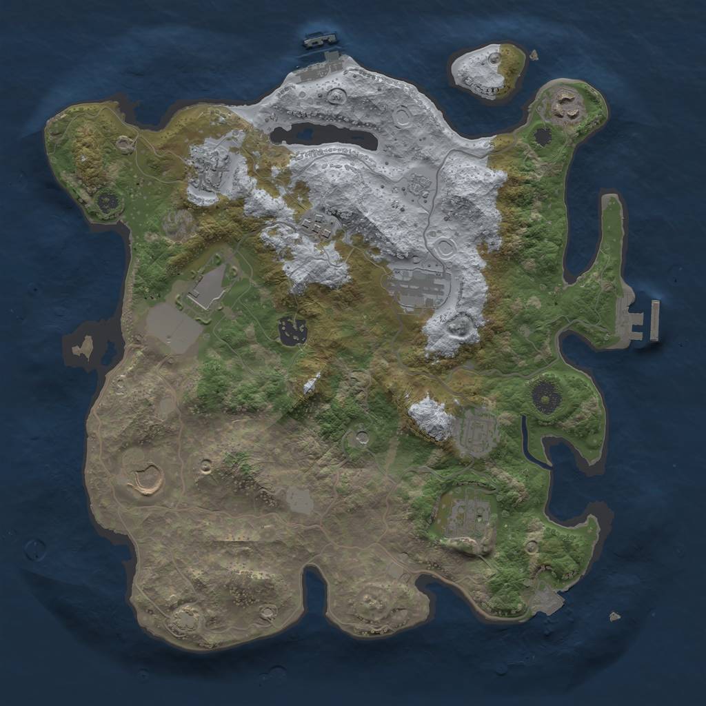 Rust Map: Procedural Map, Size: 3500, Seed: 977409405, 17 Monuments